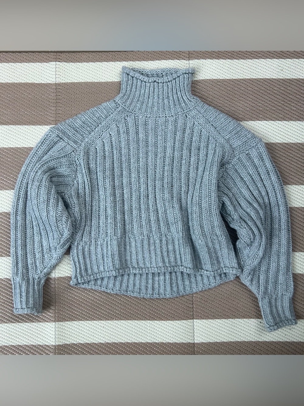 Gray Chunky Knit Turtleneck Sweater (Great for Fall!!)